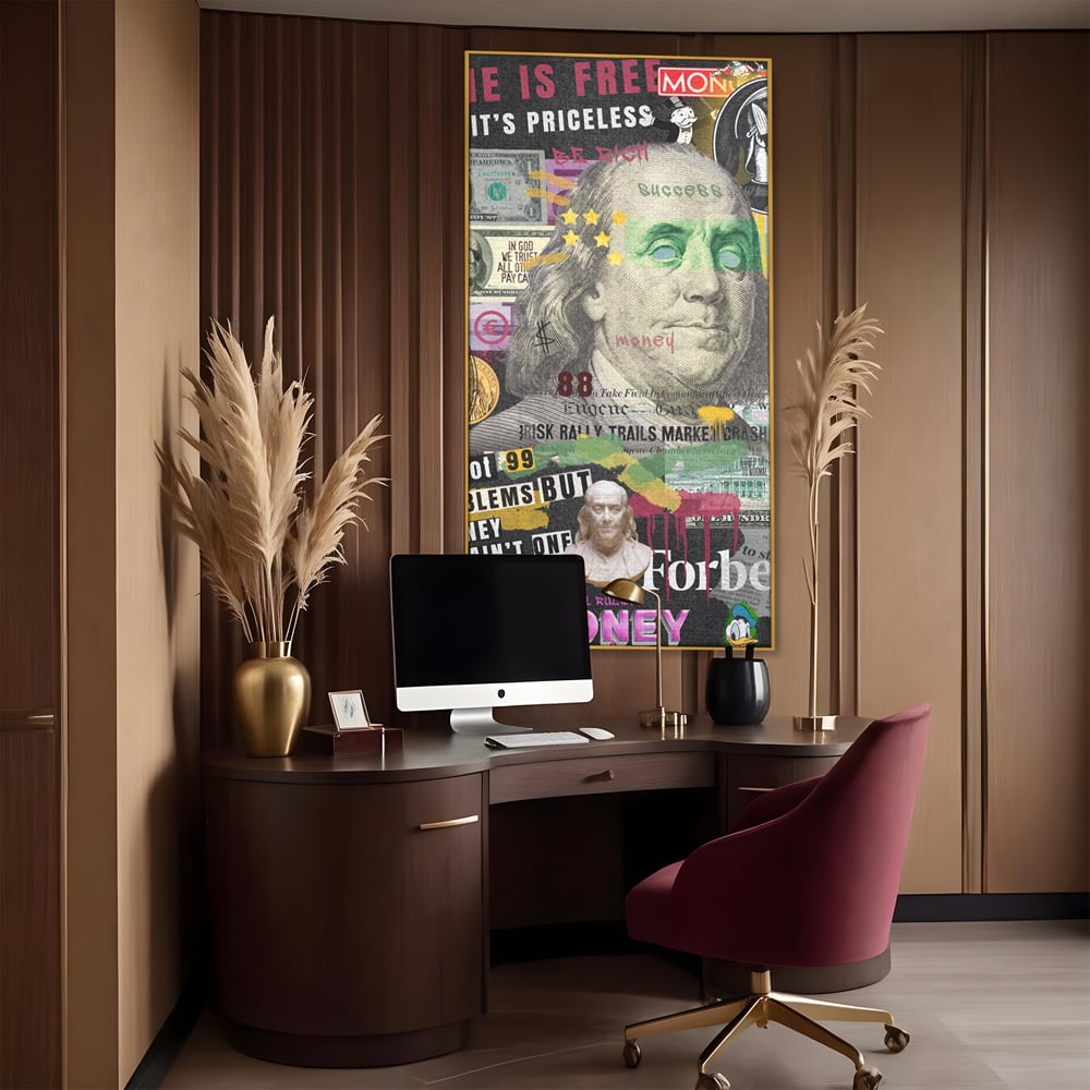 Tablou Canvas Premium LuxCanva® A1026, Benjamin Franklin , Decorativ, Politician, Motivational, Culori Vibrante
