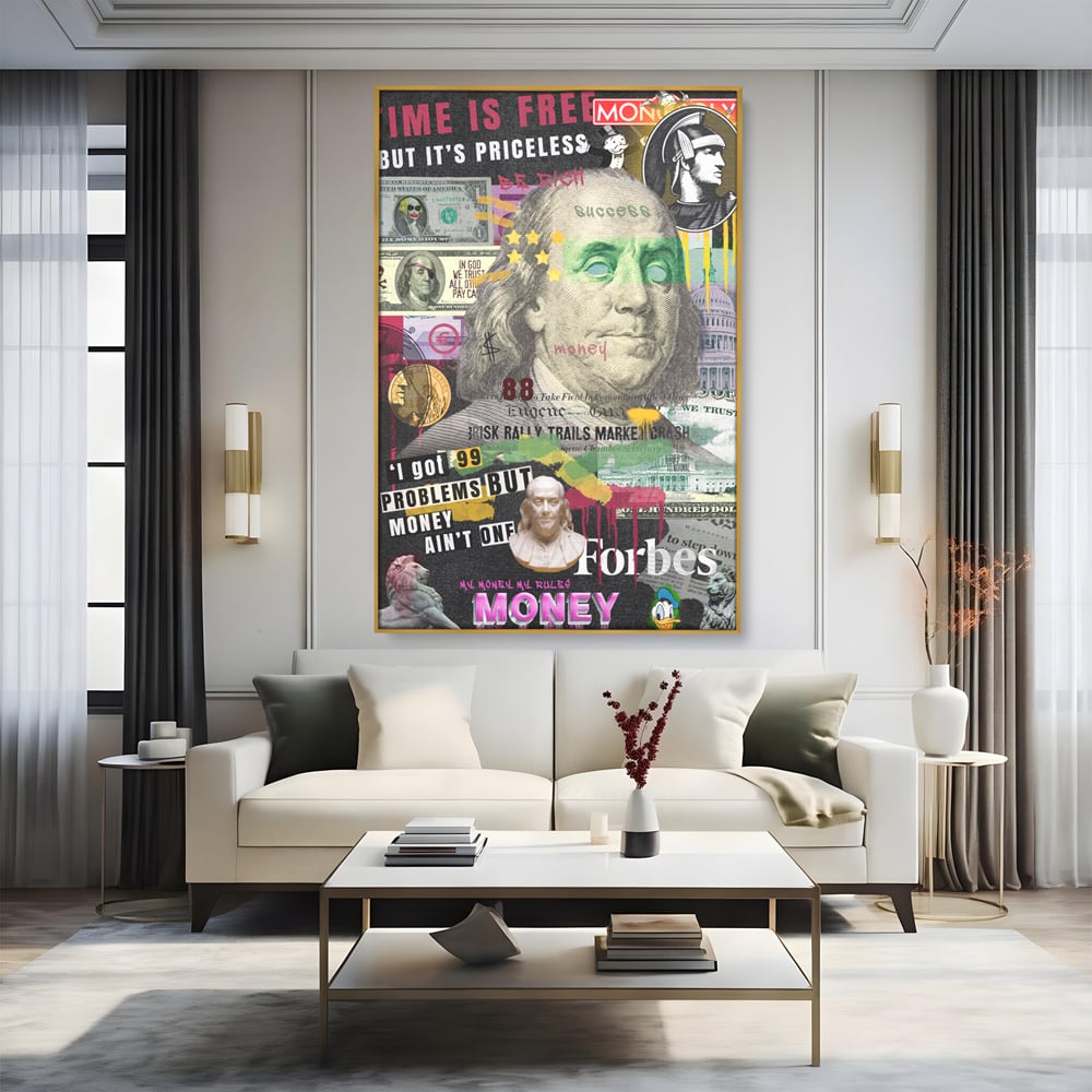 Tablou Canvas Premium LuxCanva® A1026, Benjamin Franklin , Decorativ, Politician, Motivational, Culori Vibrante