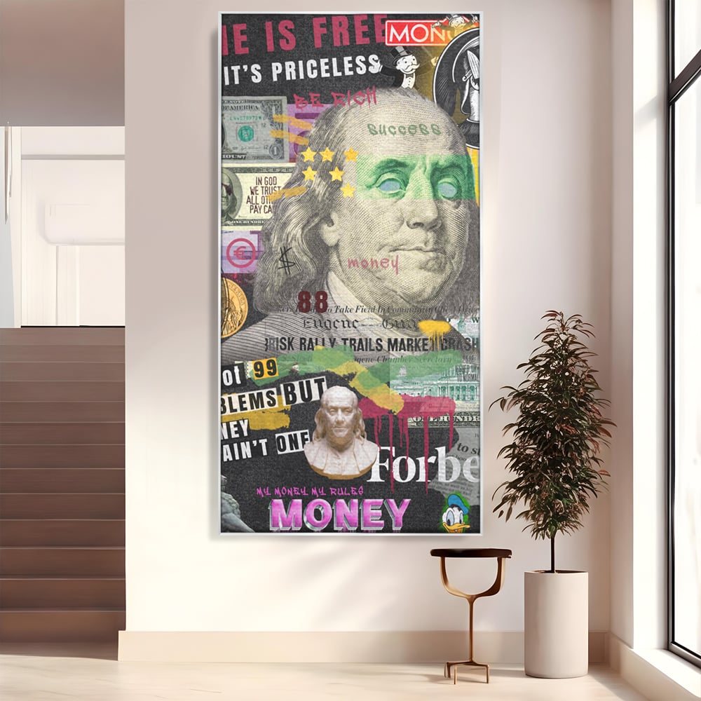 Tablou Canvas Premium LuxCanva® A1026, Benjamin Franklin , Decorativ, Politician, Motivational, Culori Vibrante