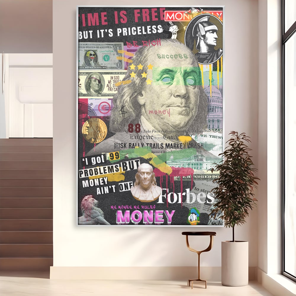 Tablou Canvas Premium LuxCanva® A1026, Benjamin Franklin , Decorativ, Politician, Motivational, Culori Vibrante