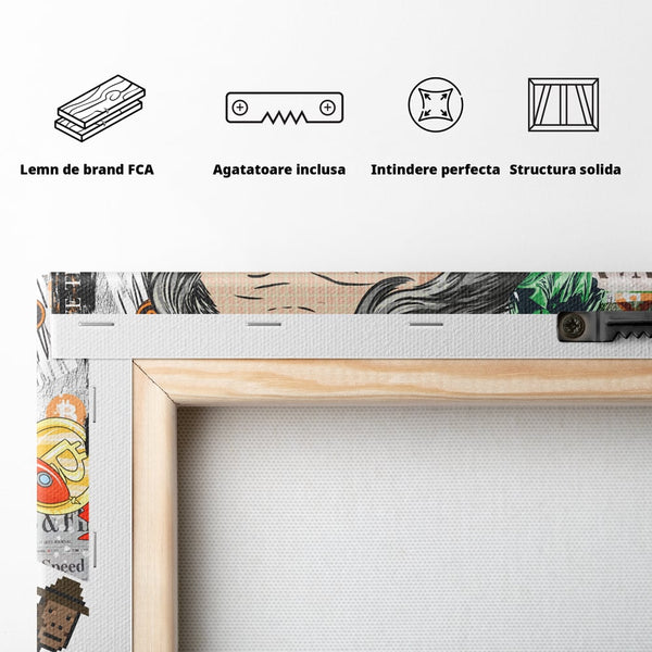 Tablou Canvas Premium, LuxCanva® A1027, Bitcoin, Decorativ, Criptomoneda, BTC, Motivational, Culori Vibrante