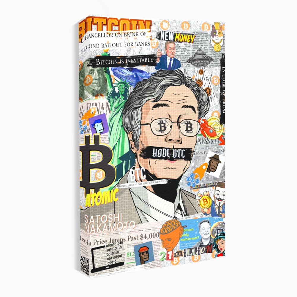 Tablou Canvas Premium, LuxCanva® A1027, Bitcoin, Decorativ, Criptomoneda, BTC, Motivational, Culori Vibrante