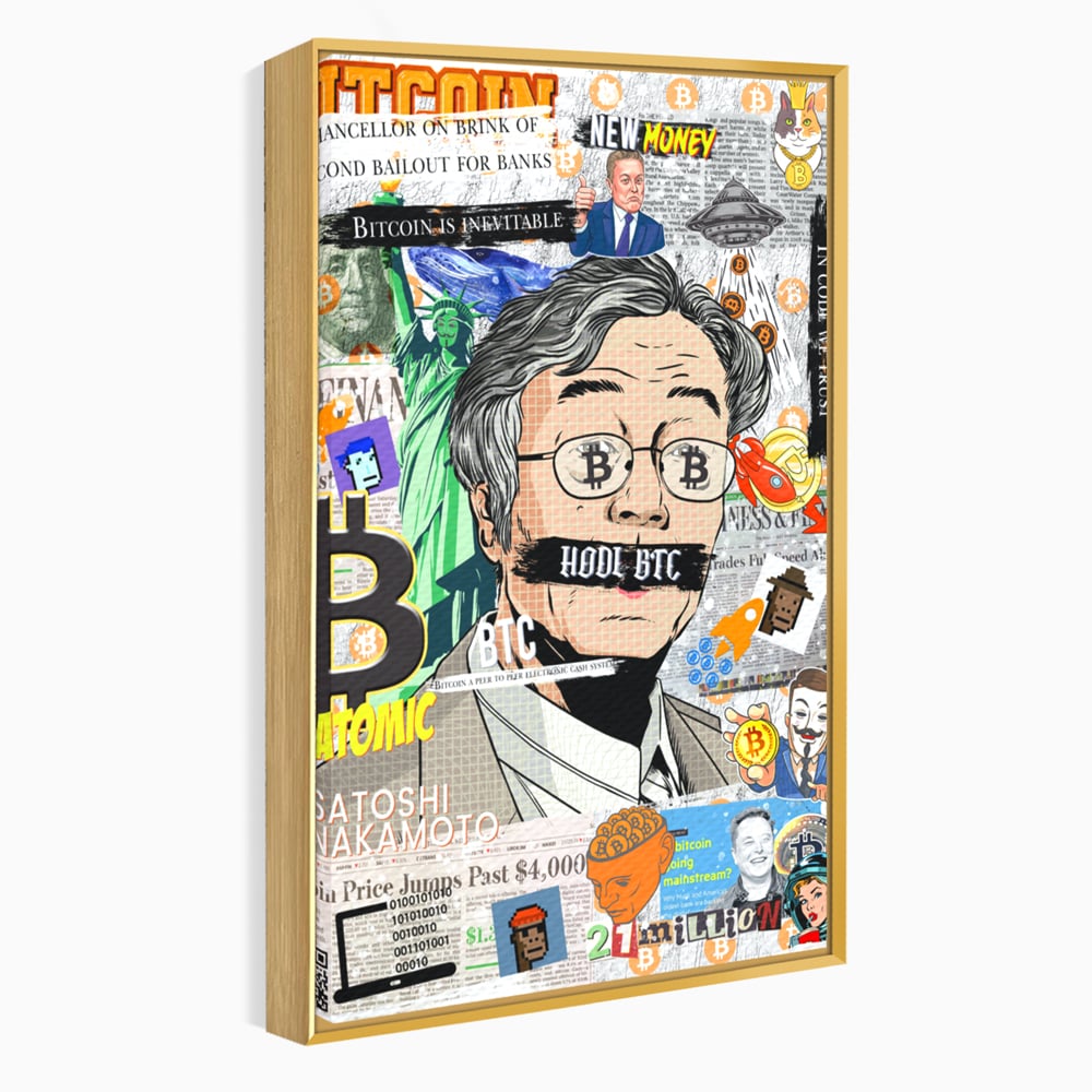 Tablou Canvas Premium, LuxCanva® A1027, Bitcoin, Decorativ, Criptomoneda, BTC, Motivational, Culori Vibrante