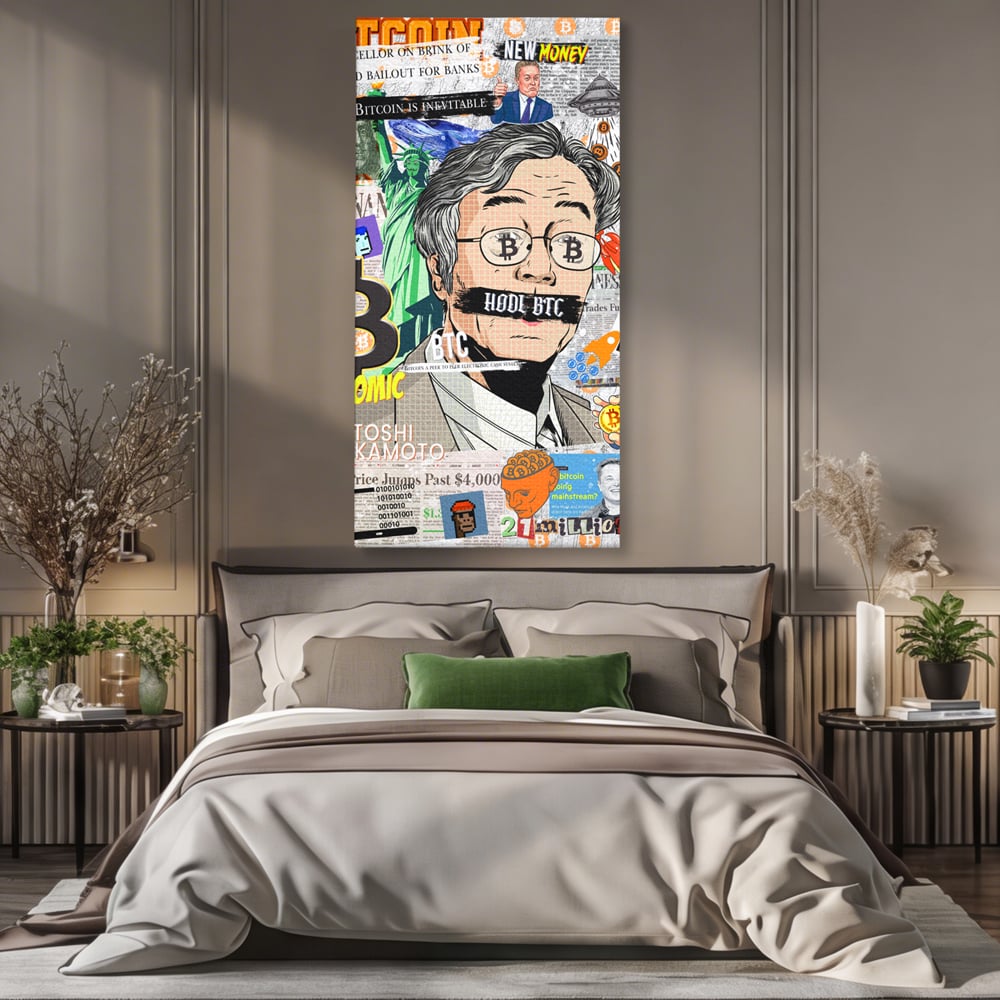 Tablou Canvas Premium, LuxCanva® A1027, Bitcoin, Decorativ, Criptomoneda, BTC, Motivational, Culori Vibrante