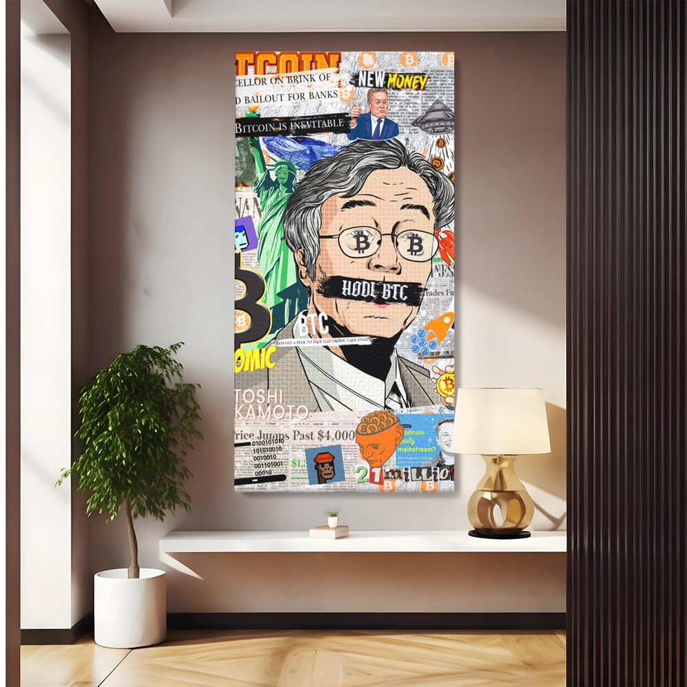 Tablou Canvas Premium, LuxCanva® A1027, Bitcoin, Decorativ, Criptomoneda, BTC, Motivational, Culori Vibrante
