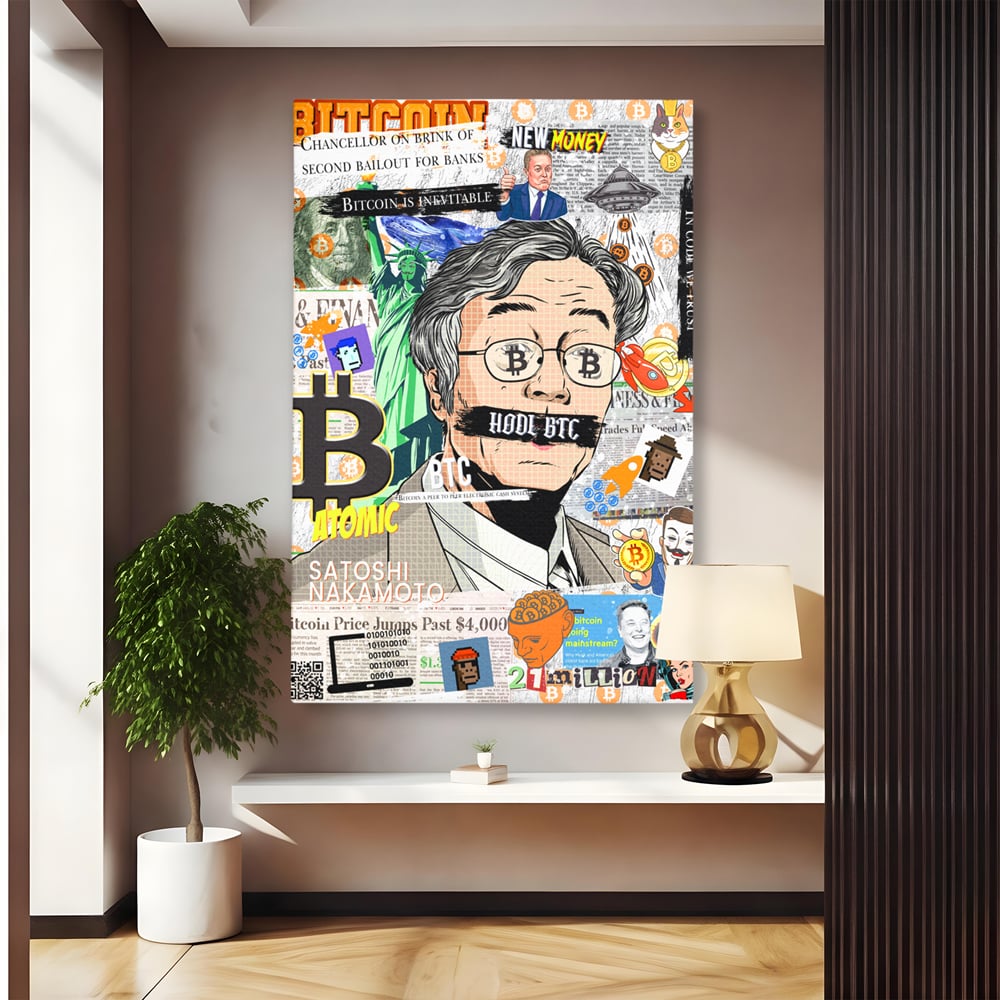 Tablou Canvas Premium, LuxCanva® A1027, Bitcoin, Decorativ, Criptomoneda, BTC, Motivational, Culori Vibrante