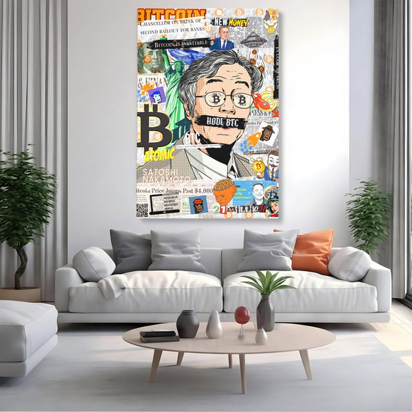 Tablou Canvas Premium, LuxCanva® A1027, Bitcoin, Decorativ, Criptomoneda, BTC, Motivational, Culori Vibrante