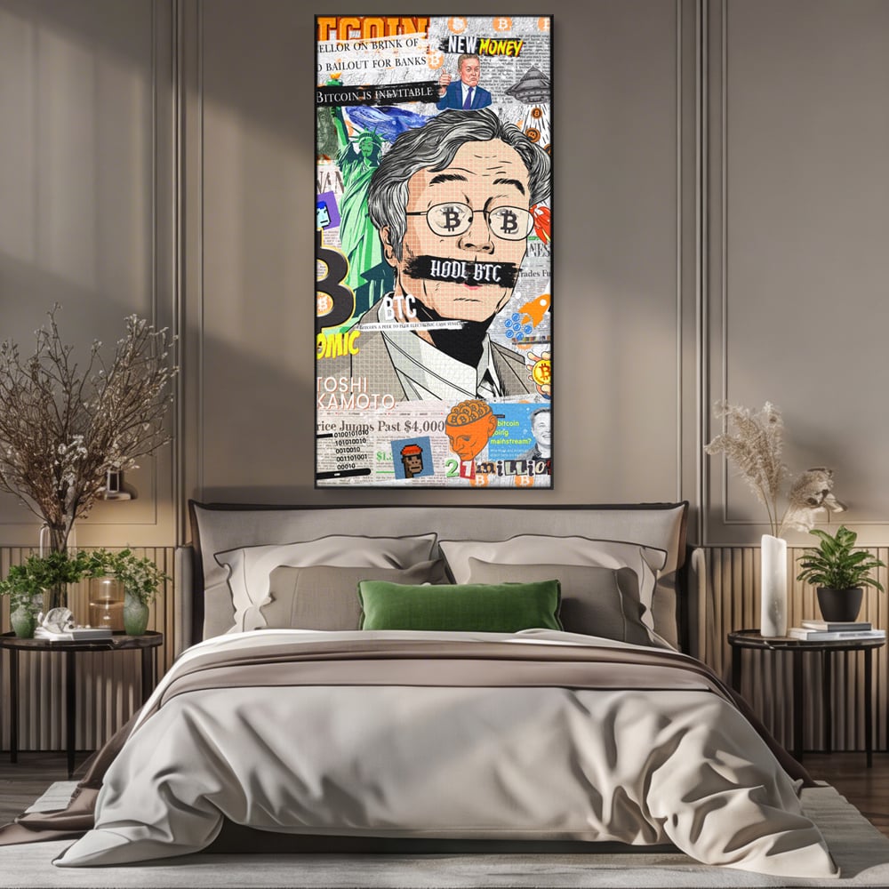 Tablou Canvas Premium, LuxCanva® A1027, Bitcoin, Decorativ, Criptomoneda, BTC, Motivational, Culori Vibrante