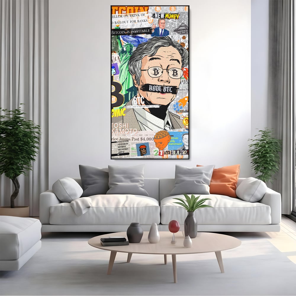 Tablou Canvas Premium, LuxCanva® A1027, Bitcoin, Decorativ, Criptomoneda, BTC, Motivational, Culori Vibrante