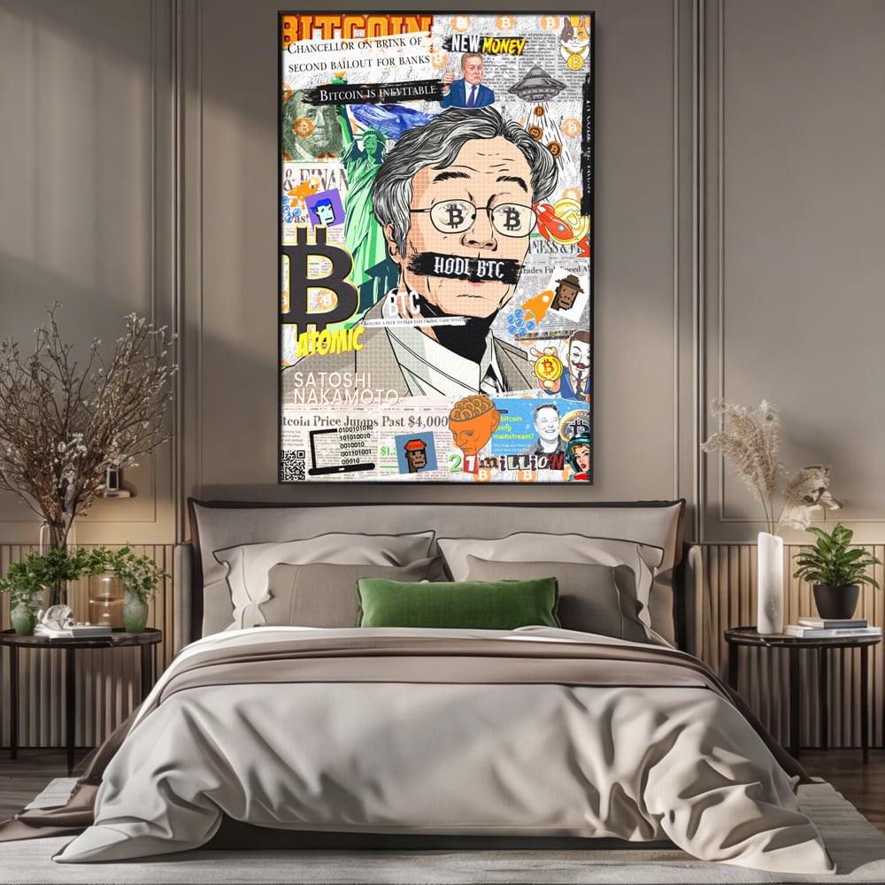 Tablou Canvas Premium, LuxCanva® A1027, Bitcoin, Decorativ, Criptomoneda, BTC, Motivational, Culori Vibrante
