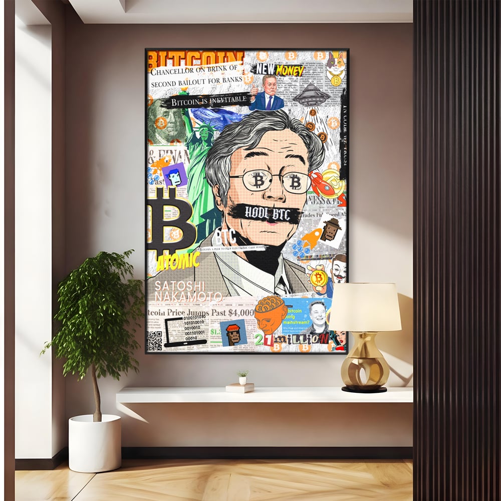 Tablou Canvas Premium, LuxCanva® A1027, Bitcoin, Decorativ, Criptomoneda, BTC, Motivational, Culori Vibrante