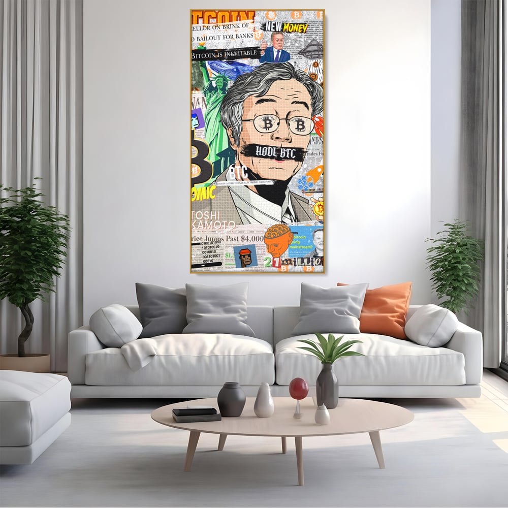 Tablou Canvas Premium, LuxCanva® A1027, Bitcoin, Decorativ, Criptomoneda, BTC, Motivational, Culori Vibrante