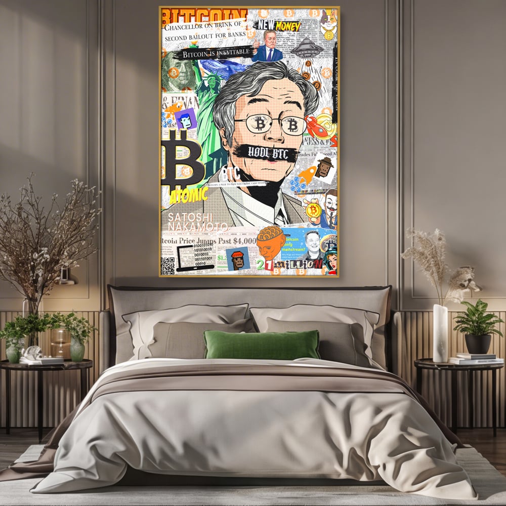 Tablou Canvas Premium, LuxCanva® A1027, Bitcoin, Decorativ, Criptomoneda, BTC, Motivational, Culori Vibrante