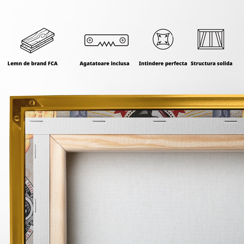 Tablou Canvas Premium LuxCanva® A1028, Bitcoin , Decorativ, Criptomoneda, BTC, Motivational, Culori Vibrante