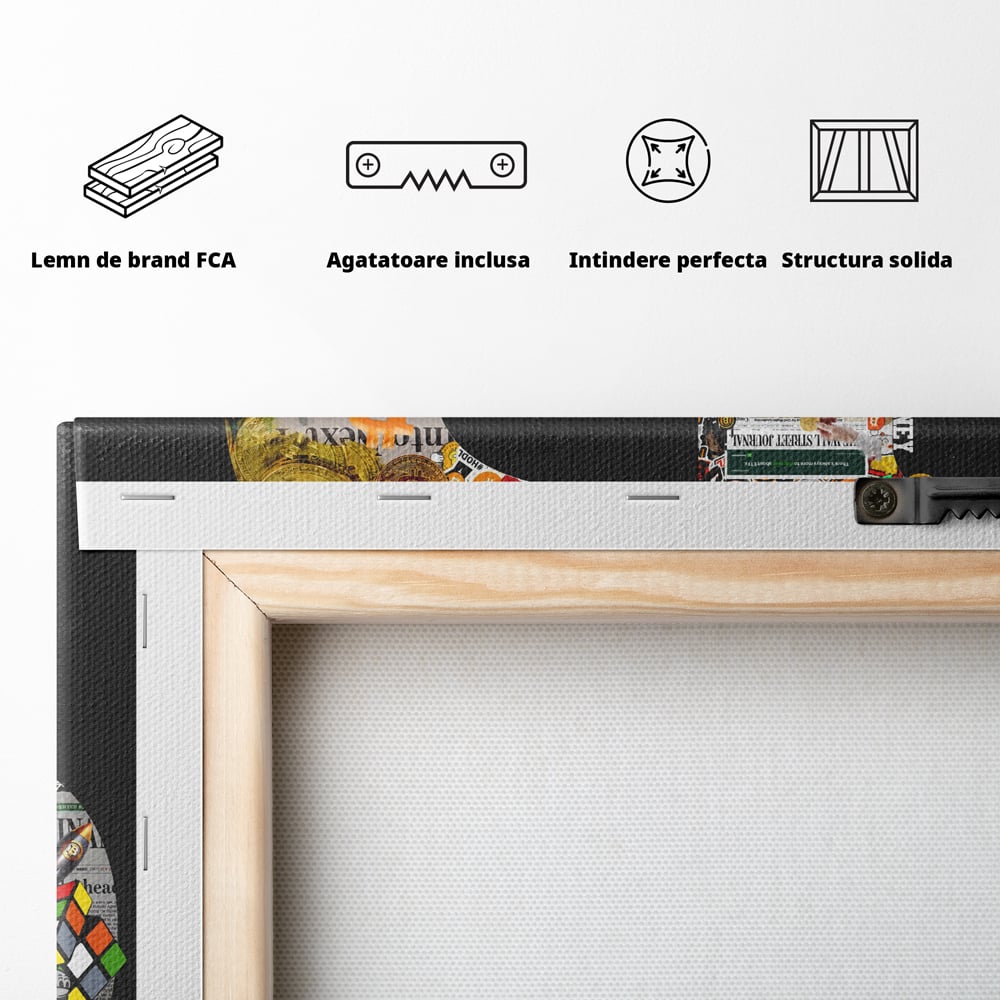 Tablou Canvas Premium LuxCanva® A1029, Bitcoin , Decorativ, Criptomoneda, BTC, Motivational, Culori Vibrante
