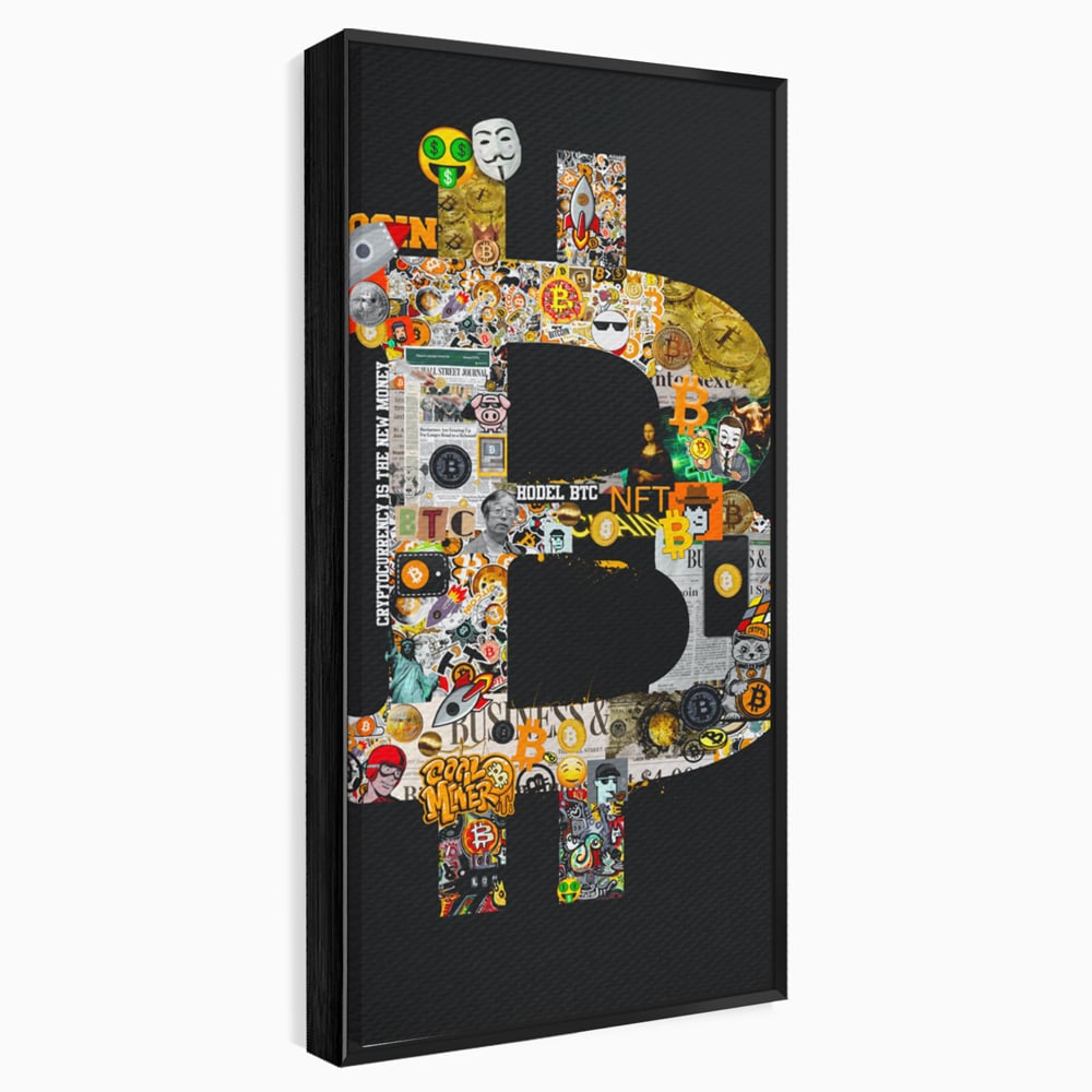 Tablou Canvas Premium LuxCanva® A1029, Bitcoin , Decorativ, Criptomoneda, BTC, Motivational, Culori Vibrante