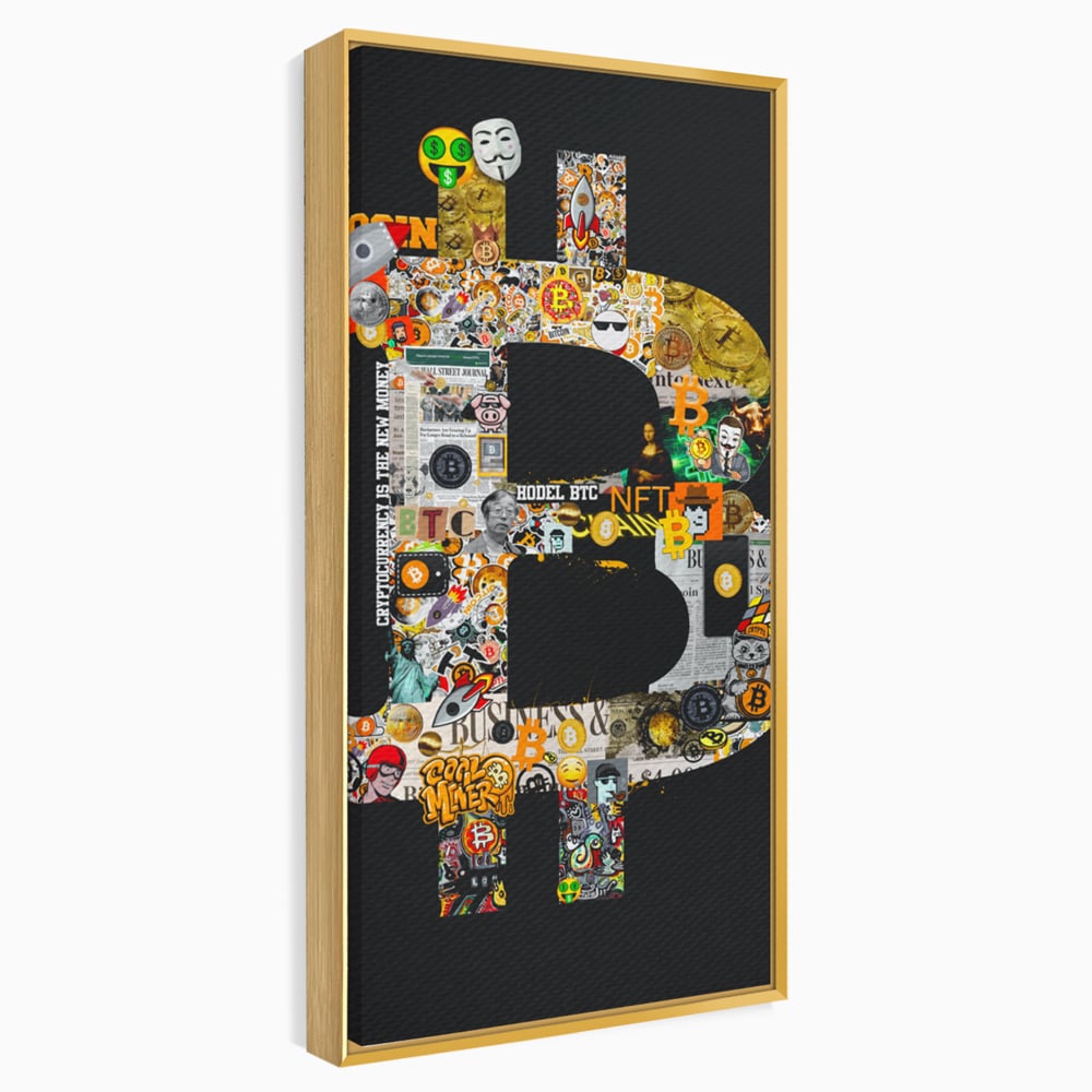 Tablou Canvas Premium LuxCanva® A1029, Bitcoin , Decorativ, Criptomoneda, BTC, Motivational, Culori Vibrante