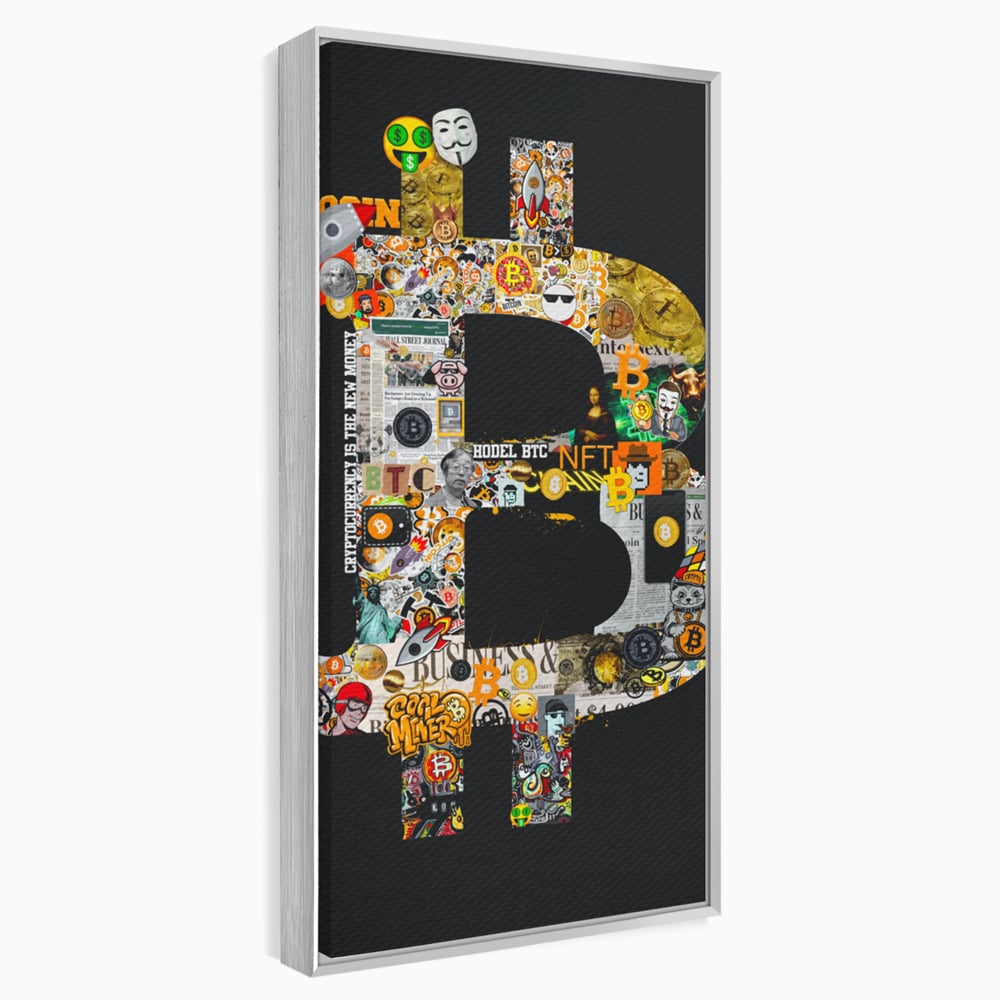 Tablou Canvas Premium LuxCanva® A1029, Bitcoin , Decorativ, Criptomoneda, BTC, Motivational, Culori Vibrante