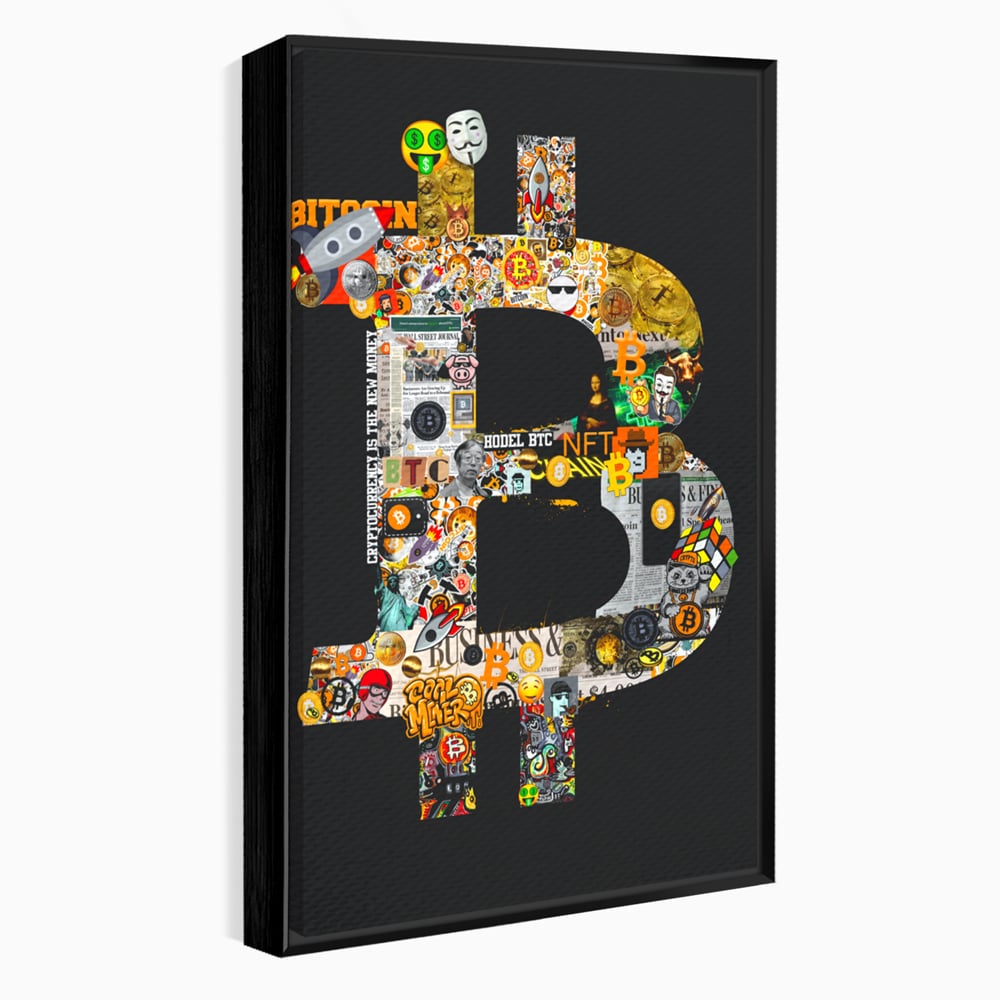 Tablou Canvas Premium LuxCanva® A1029, Bitcoin , Decorativ, Criptomoneda, BTC, Motivational, Culori Vibrante