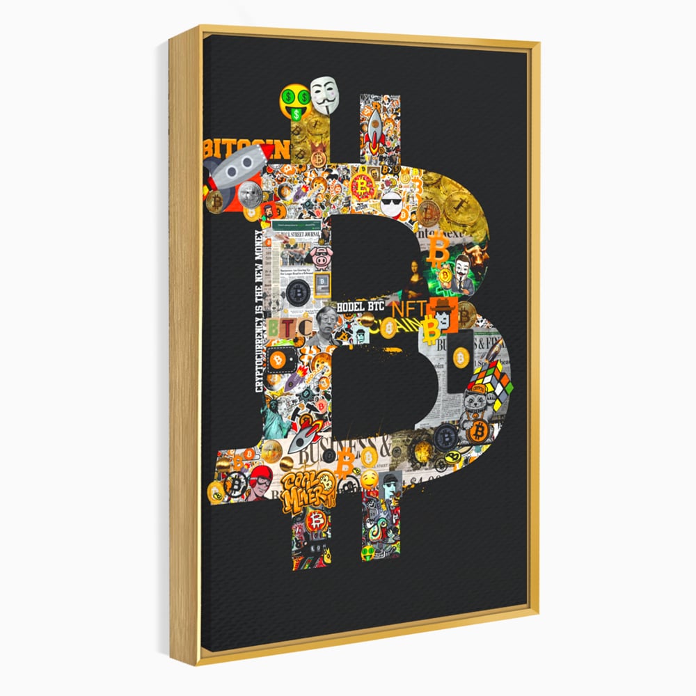 Tablou Canvas Premium LuxCanva® A1029, Bitcoin , Decorativ, Criptomoneda, BTC, Motivational, Culori Vibrante