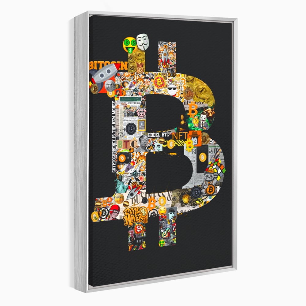 Tablou Canvas Premium LuxCanva® A1029, Bitcoin , Decorativ, Criptomoneda, BTC, Motivational, Culori Vibrante