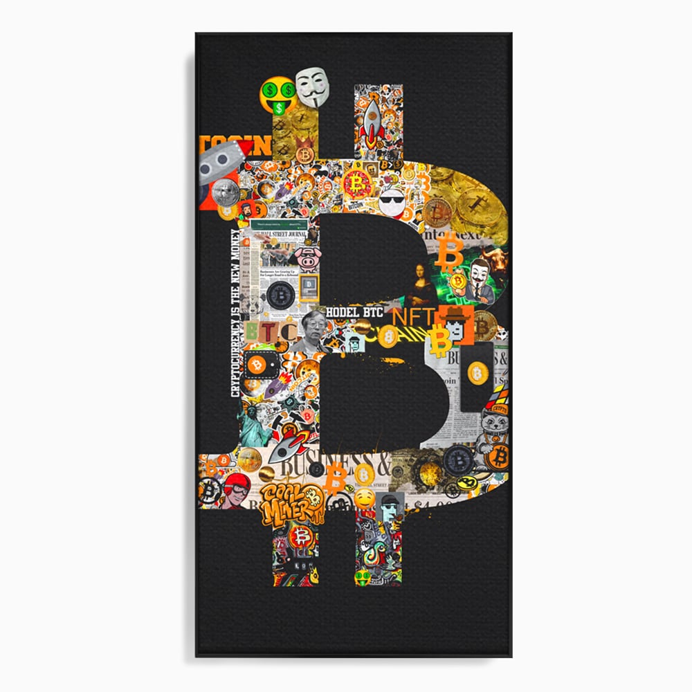Tablou Canvas Premium LuxCanva® A1029, Bitcoin , Decorativ, Criptomoneda, BTC, Motivational, Culori Vibrante