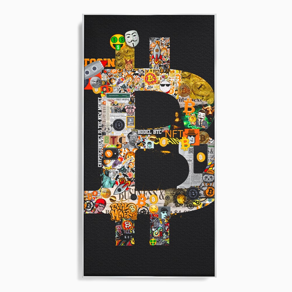 Tablou Canvas Premium LuxCanva® A1029, Bitcoin , Decorativ, Criptomoneda, BTC, Motivational, Culori Vibrante