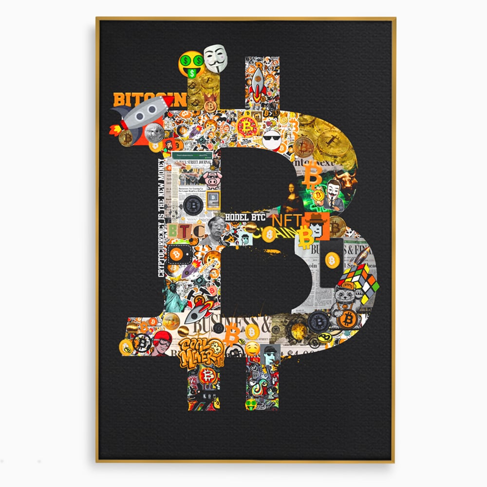Tablou Canvas Premium LuxCanva® A1029, Bitcoin , Decorativ, Criptomoneda, BTC, Motivational, Culori Vibrante