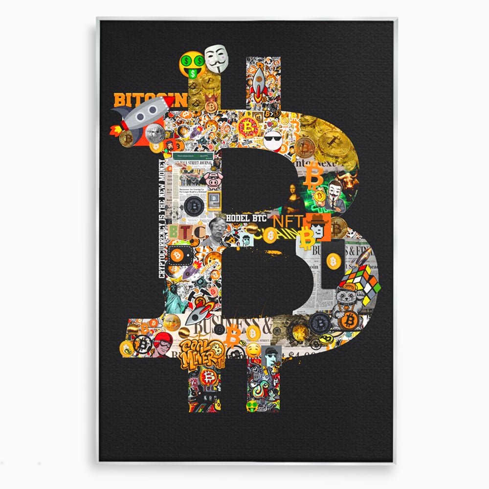 Tablou Canvas Premium LuxCanva® A1029, Bitcoin , Decorativ, Criptomoneda, BTC, Motivational, Culori Vibrante