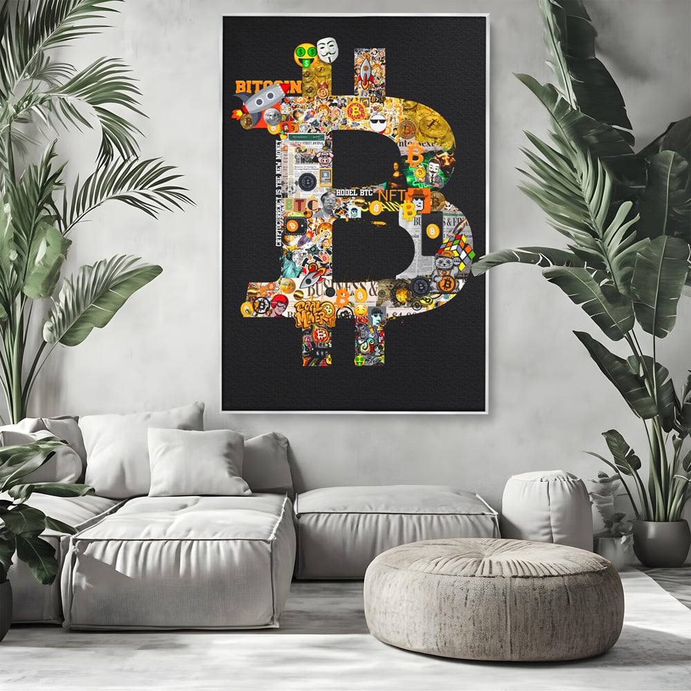 Tablou Canvas Premium LuxCanva® A1029, Bitcoin , Decorativ, Criptomoneda, BTC, Motivational, Culori Vibrante