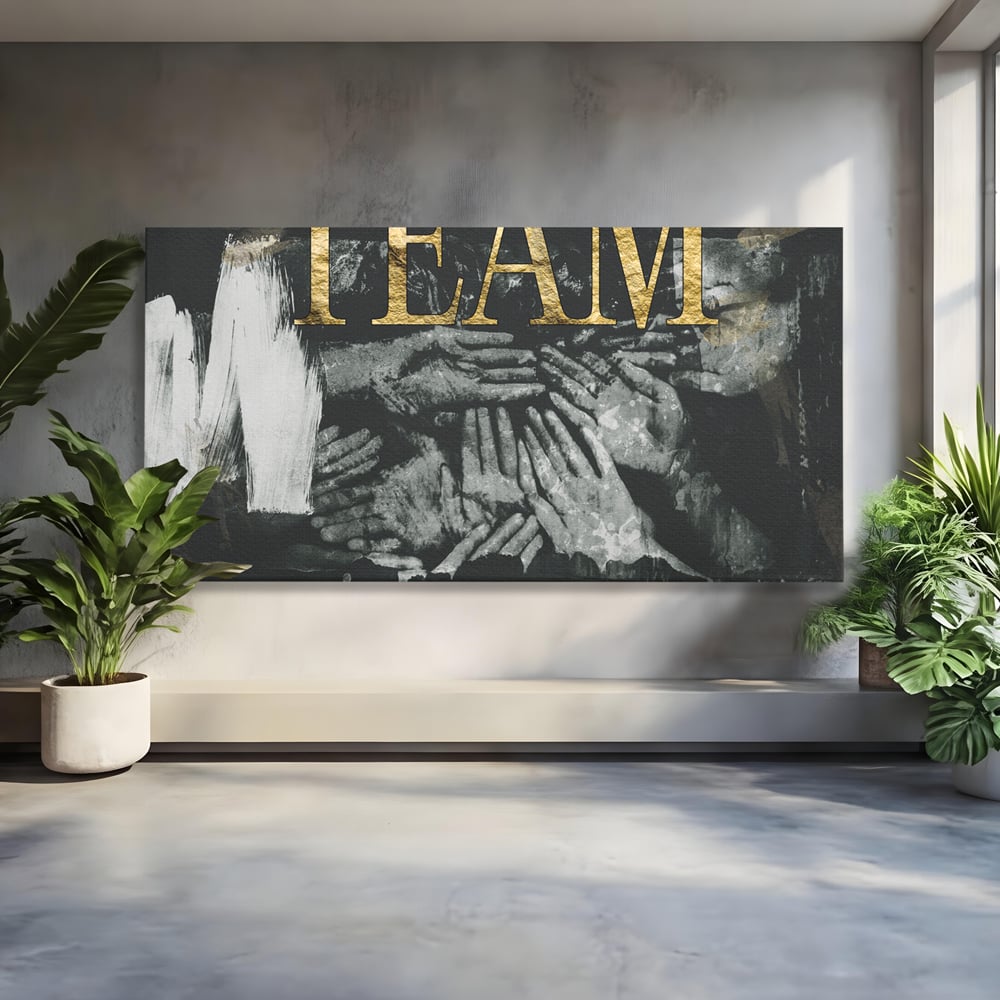 Leinwand Premium Canvas Wandbilder, LuxCanva® A1031, Team, Dekorativ, Team, Teamarbeit, Büro, Motivierend, Lebendige Farben