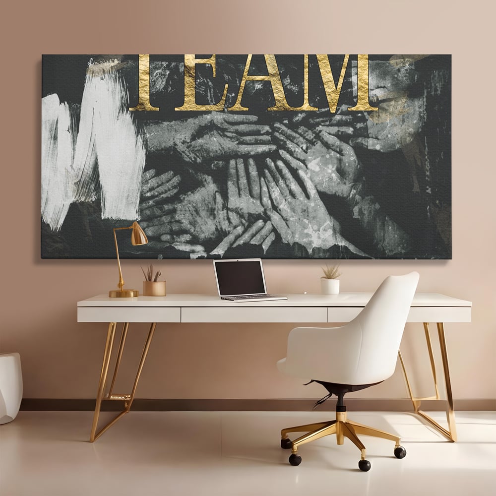 Leinwand Premium Canvas Wandbilder, LuxCanva® A1031, Team, Dekorativ, Team, Teamarbeit, Büro, Motivierend, Lebendige Farben