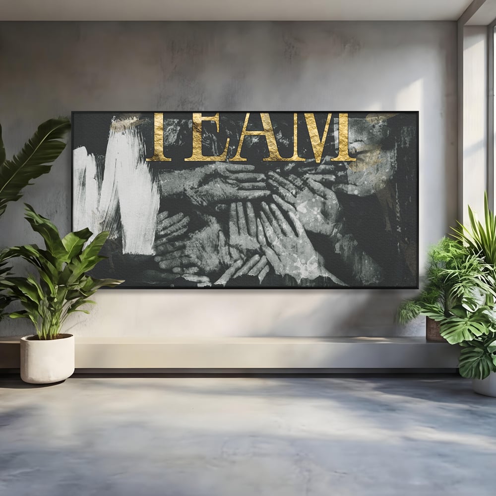 Leinwand Premium Canvas Wandbilder, LuxCanva® A1031, Team, Dekorativ, Team, Teamarbeit, Büro, Motivierend, Lebendige Farben