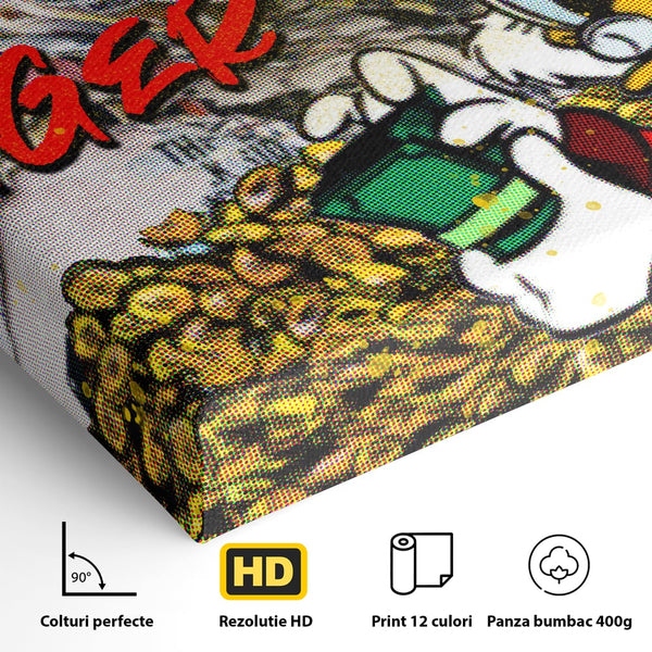 Tablou Canvas Premium, LuxCanva® A1037, Scrooge McDuck, Money, Desene Animate, Gold, Motivational, Culori Vibrante