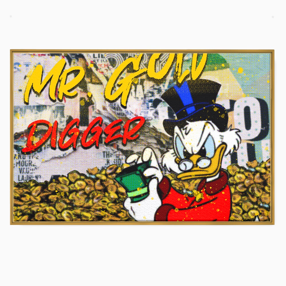 Tablou Canvas Premium, LuxCanva® A1037, Scrooge McDuck, Money, Desene Animate, Gold, Motivational, Culori Vibrante