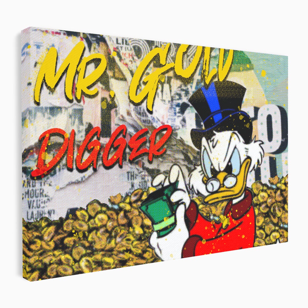 Tablou Canvas Premium, LuxCanva® A1037, Scrooge McDuck, Money, Desene Animate, Gold, Motivational, Culori Vibrante