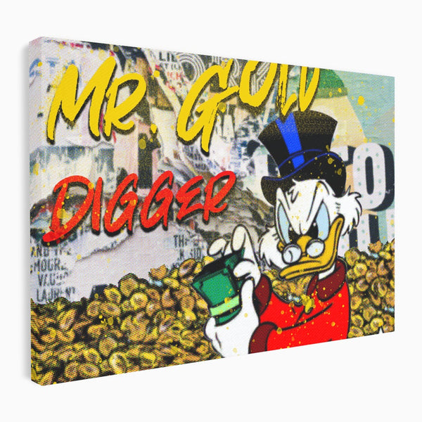 Tablou Canvas Premium, LuxCanva® A1037, Scrooge McDuck, Money, Desene Animate, Gold, Motivational, Culori Vibrante