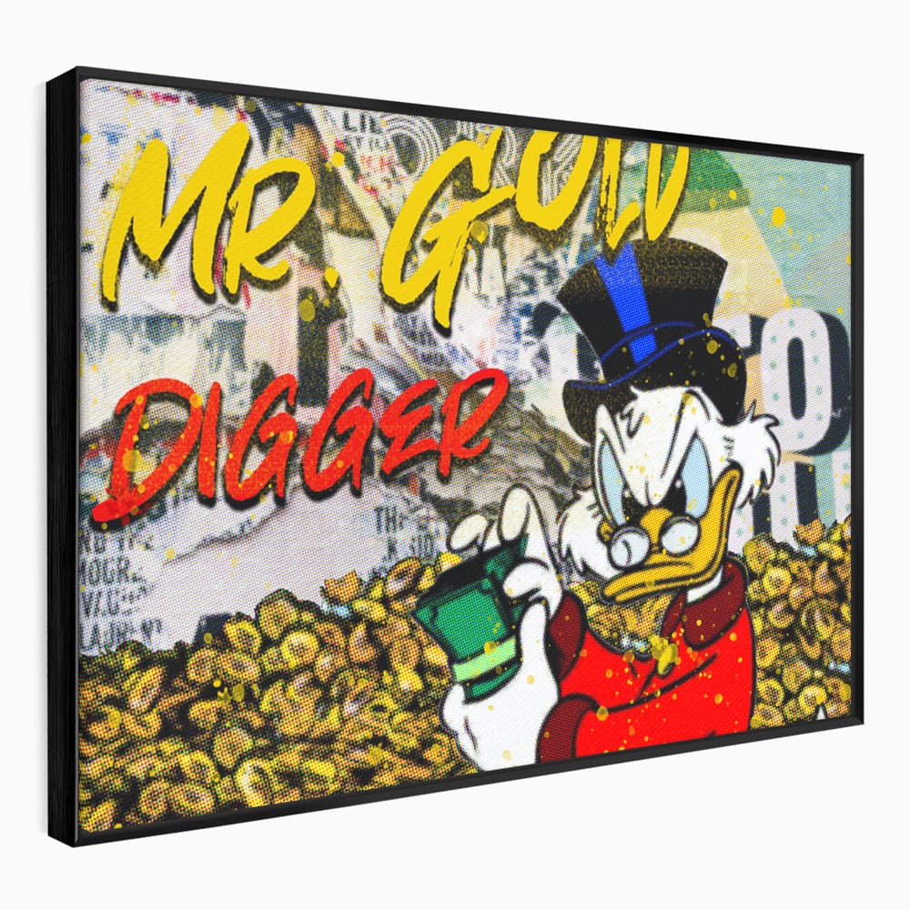 Tablou Canvas Premium, LuxCanva® A1037, Scrooge McDuck, Money, Desene Animate, Gold, Motivational, Culori Vibrante