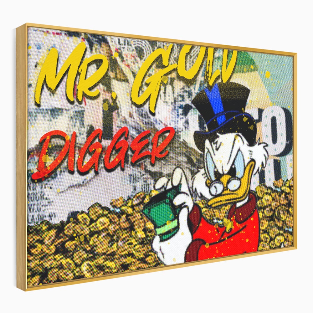 Tablou Canvas Premium, LuxCanva® A1037, Scrooge McDuck, Money, Desene Animate, Gold, Motivational, Culori Vibrante