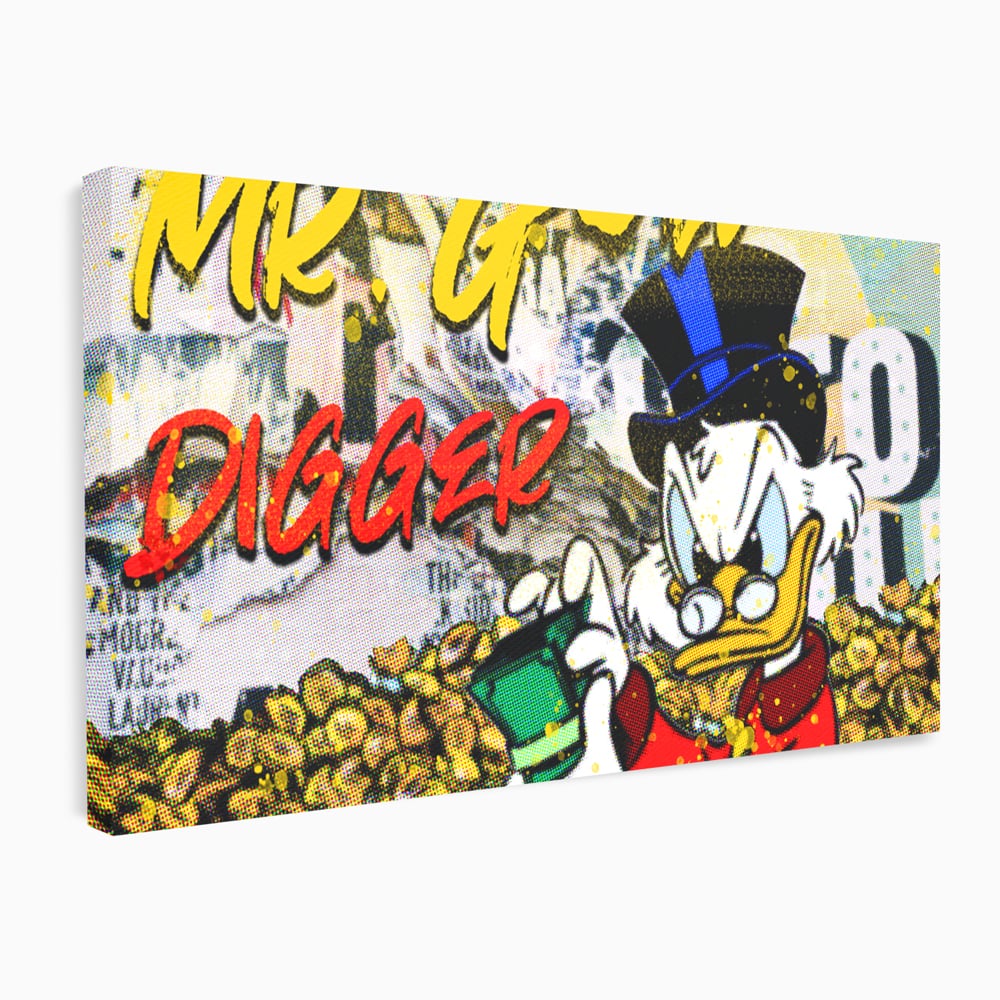 Tablou Canvas Premium, LuxCanva® A1037, Scrooge McDuck, Money, Desene Animate, Gold, Motivational, Culori Vibrante
