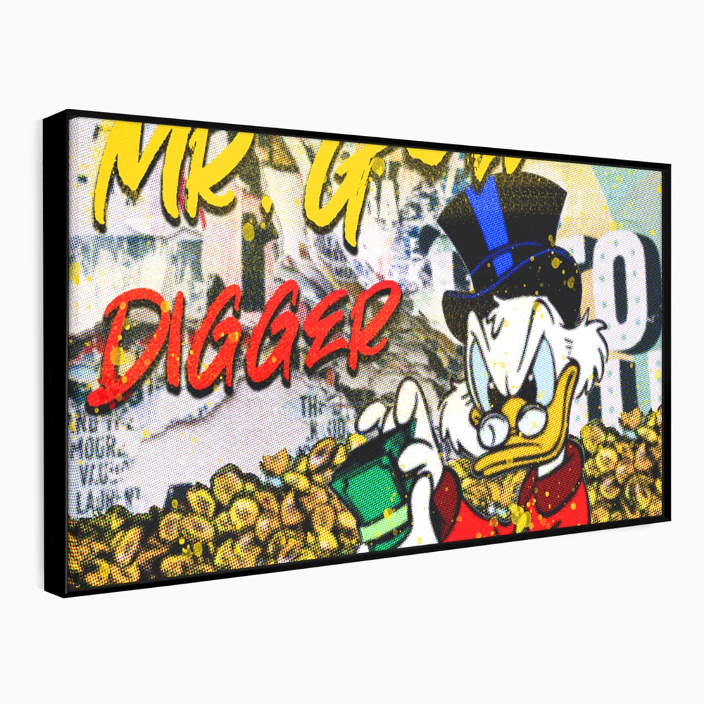 Tablou Canvas Premium, LuxCanva® A1037, Scrooge McDuck, Money, Desene Animate, Gold, Motivational, Culori Vibrante