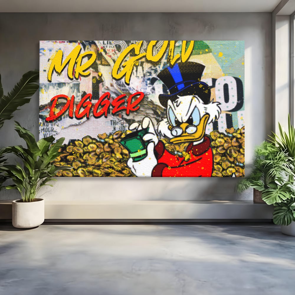 Tablou Canvas Premium, LuxCanva® A1037, Scrooge McDuck, Money, Desene Animate, Gold, Motivational, Culori Vibrante