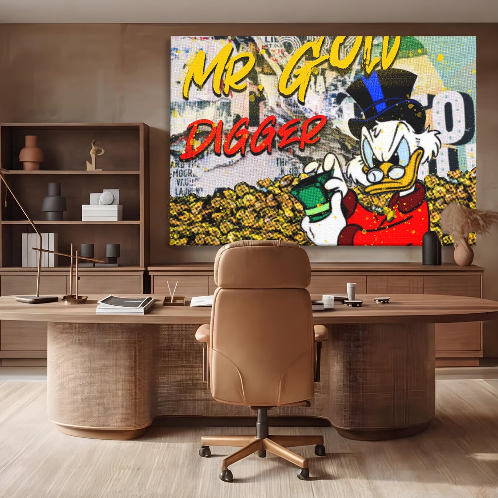 Tablou Canvas Premium, LuxCanva® A1037, Scrooge McDuck, Money, Desene Animate, Gold, Motivational, Culori Vibrante