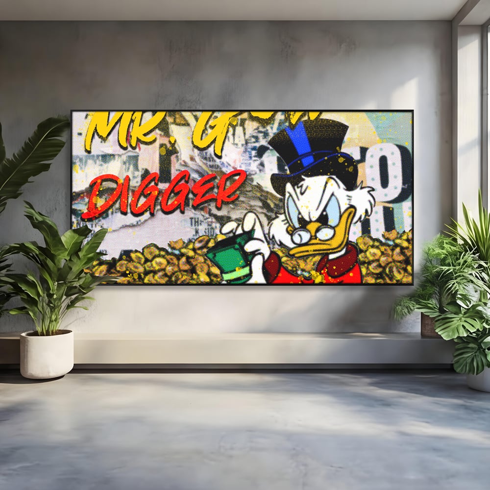Tablou Canvas Premium, LuxCanva® A1037, Scrooge McDuck, Money, Desene Animate, Gold, Motivational, Culori Vibrante
