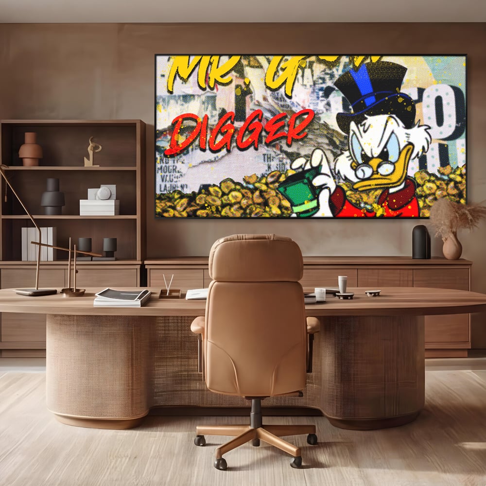 Tablou Canvas Premium, LuxCanva® A1037, Scrooge McDuck, Money, Desene Animate, Gold, Motivational, Culori Vibrante
