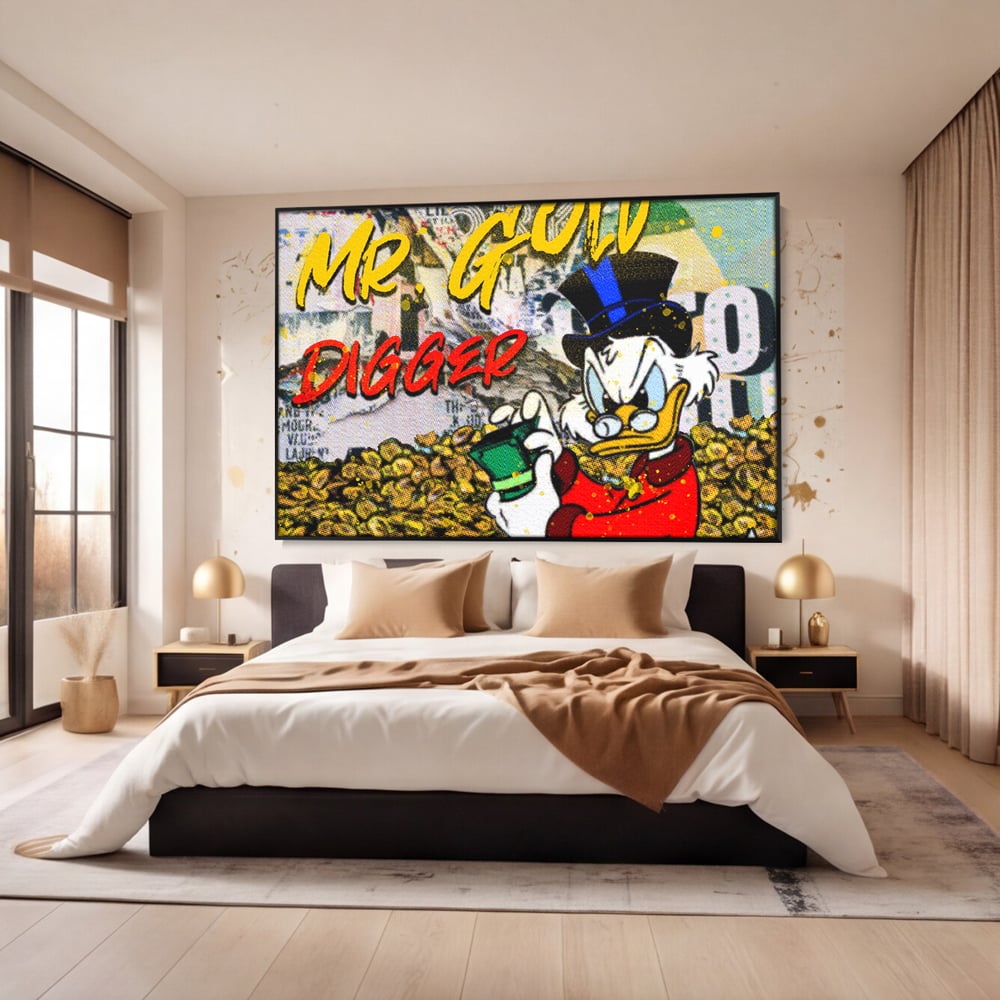 Tablou Canvas Premium, LuxCanva® A1037, Scrooge McDuck, Money, Desene Animate, Gold, Motivational, Culori Vibrante