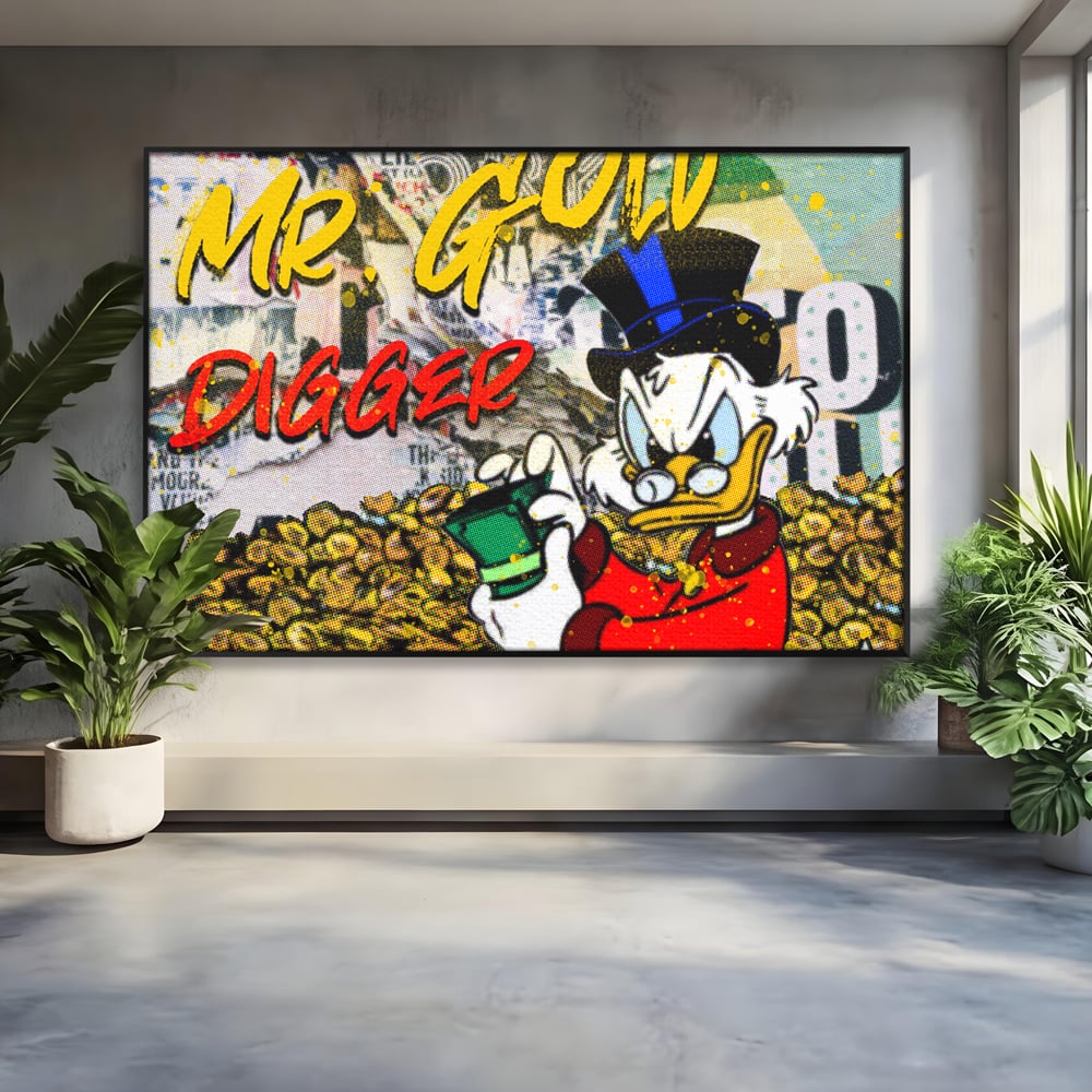 Tablou Canvas Premium, LuxCanva® A1037, Scrooge McDuck, Money, Desene Animate, Gold, Motivational, Culori Vibrante