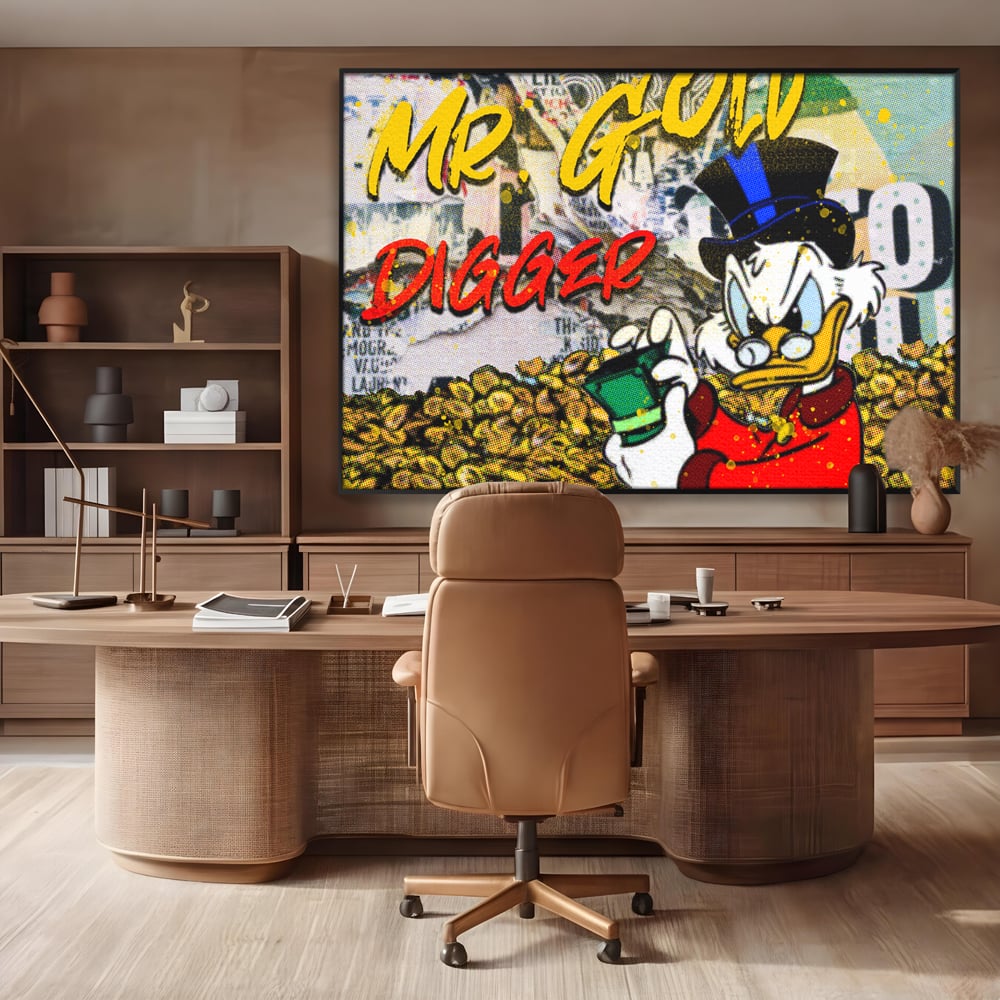 Tablou Canvas Premium, LuxCanva® A1037, Scrooge McDuck, Money, Desene Animate, Gold, Motivational, Culori Vibrante