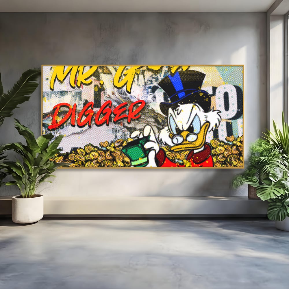 Tablou Canvas Premium, LuxCanva® A1037, Scrooge McDuck, Money, Desene Animate, Gold, Motivational, Culori Vibrante