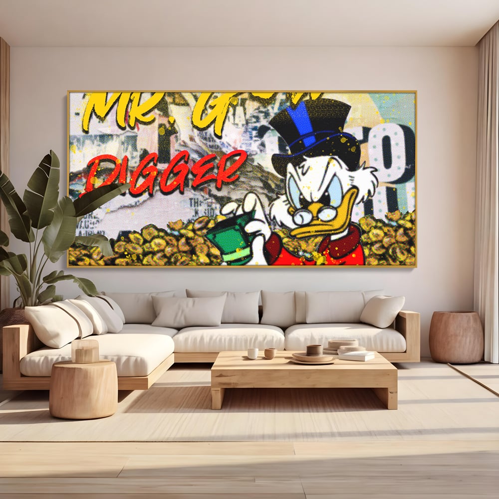Tablou Canvas Premium, LuxCanva® A1037, Scrooge McDuck, Money, Desene Animate, Gold, Motivational, Culori Vibrante